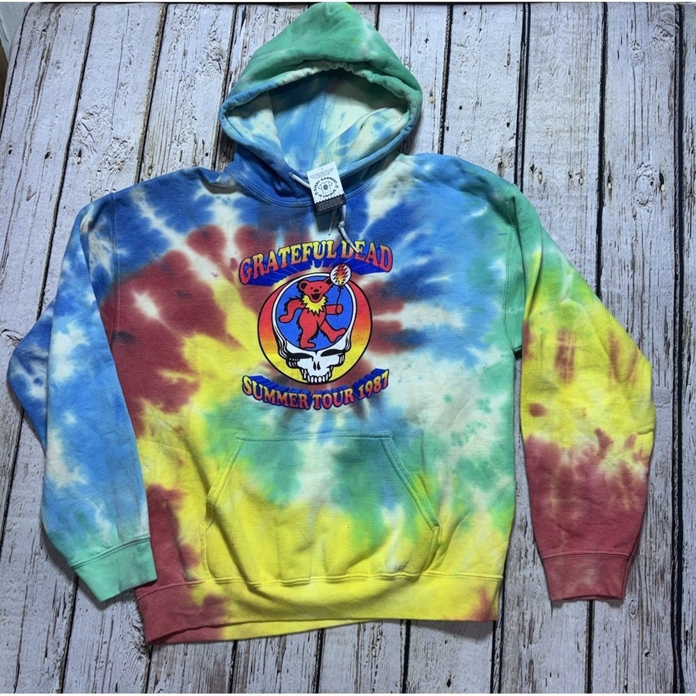 Grateful Dead 1987 Summer Tour Tie-Dye Bear‎ Sweatshirt Hoodie Mens Medium NWT